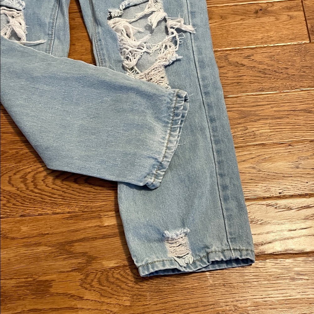 SHEIN Girls Light Blue Distressed Denim Pants - Picture 9 of 12